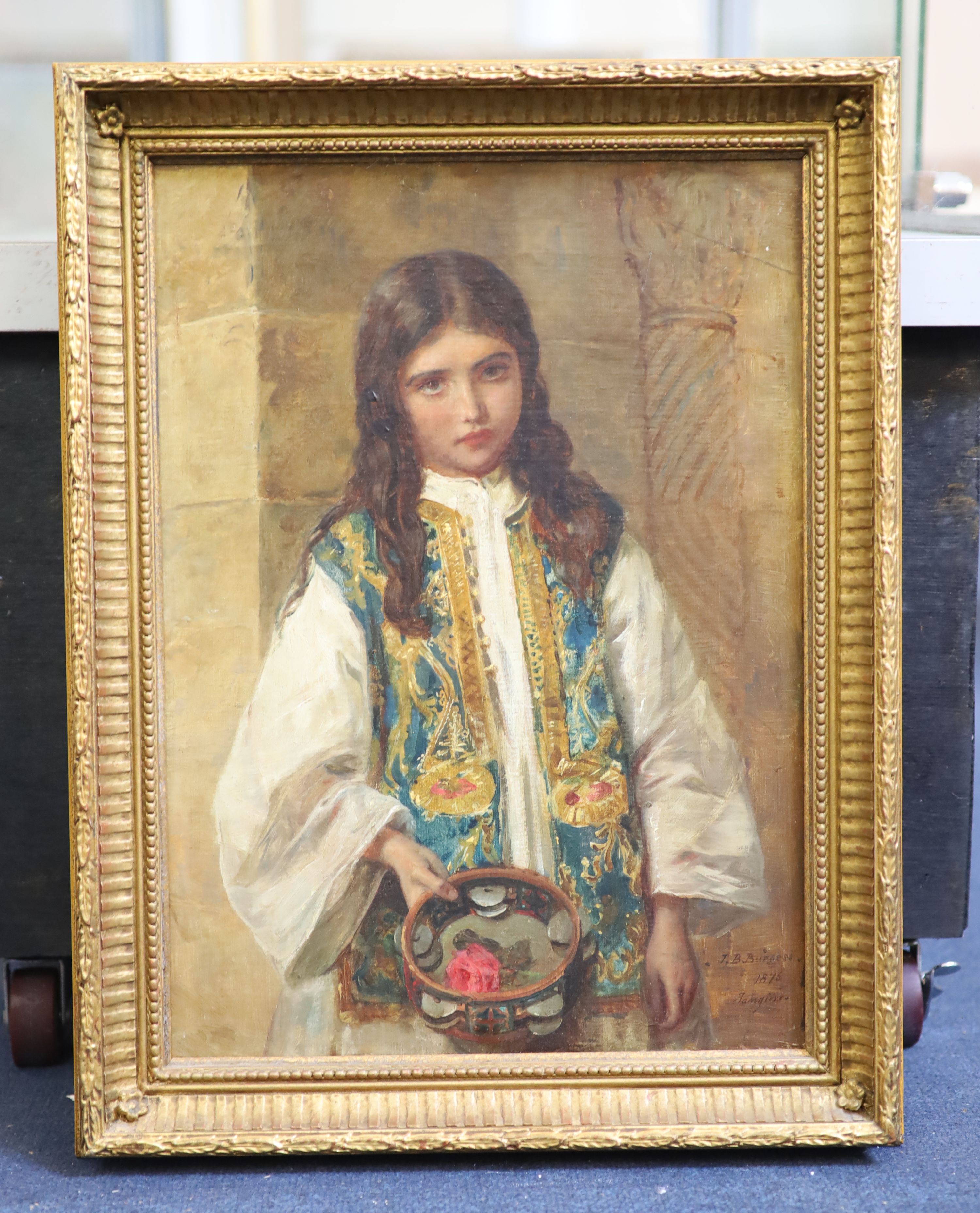 John Bagnold Burgess (1830-1896), Tambourine Girl, Oil on canvas, 40 x 29cm.